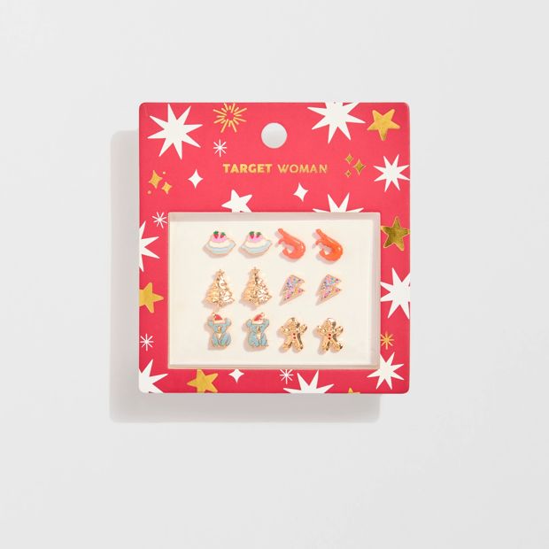 6 Pack Christmas Aussie Icons Stud Earrings