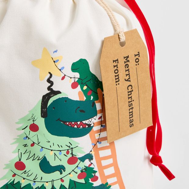 Cotton Tree Rex Christmas Drawstring Bag