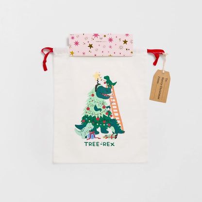 Cotton Tree Rex Christmas Drawstring Bag