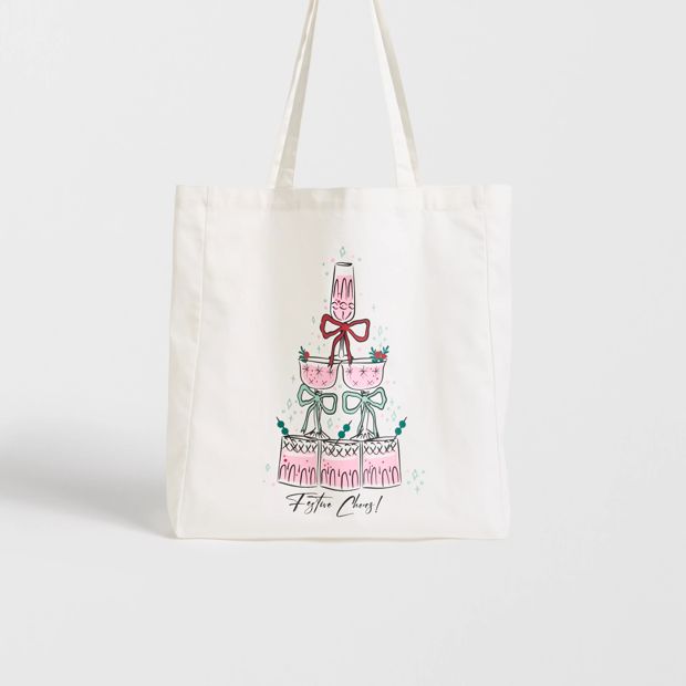 Cotton Festive Cheers Christmas Tote Bag
