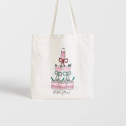 Cotton Festive Cheers Christmas Tote Bag