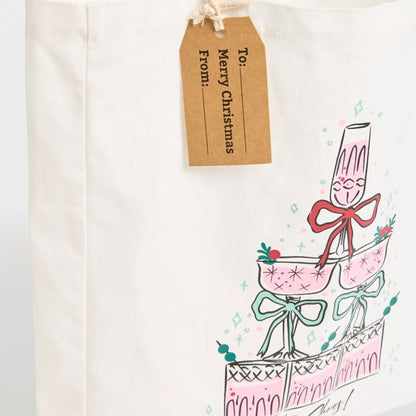 Cotton Festive Cheers Christmas Tote Bag