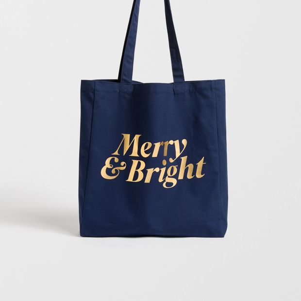 Cotton Merry & Bright Christmas Tote Bag
