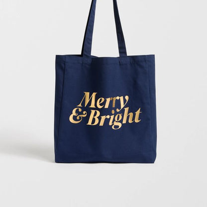 Cotton Merry & Bright Christmas Tote Bag