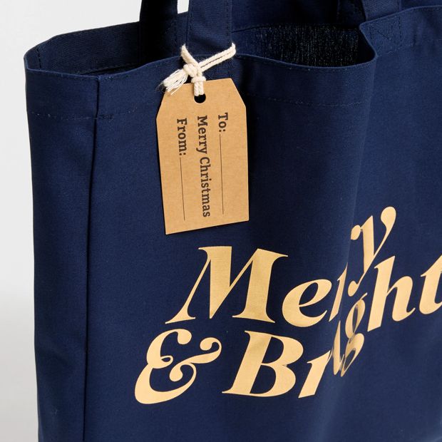 Cotton Merry & Bright Christmas Tote Bag