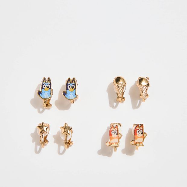 Licensed Bluey & Bingo 4 Pack Clip-On Earrings Set