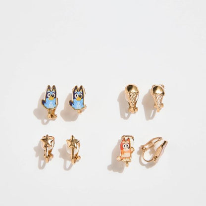 Licensed Bluey & Bingo 4 Pack Clip-On Earrings Set