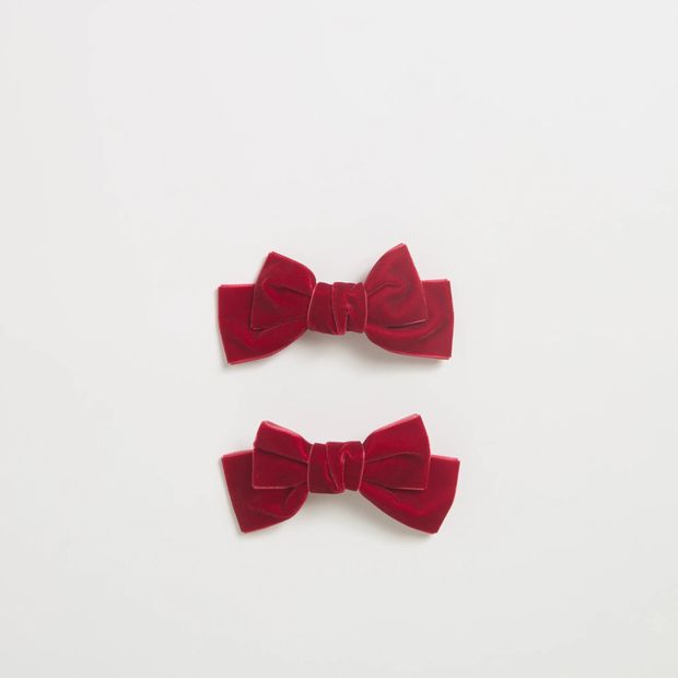 2 Pack Velvet Christmas Bow Clips