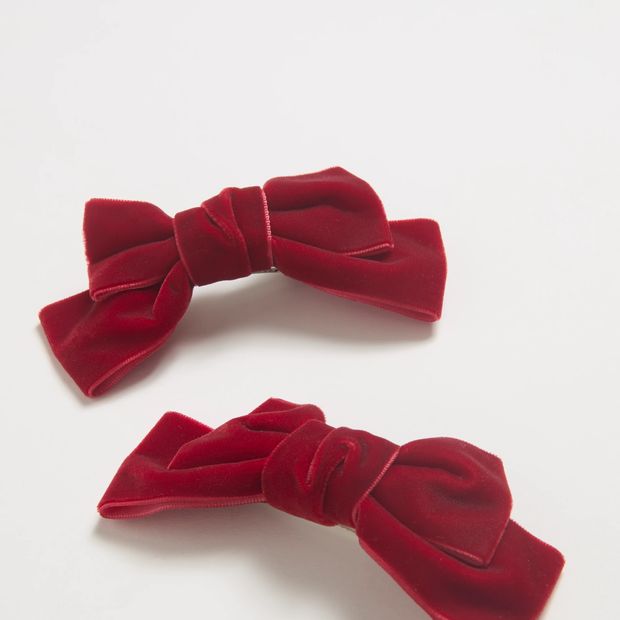 2 Pack Velvet Christmas Bow Clips