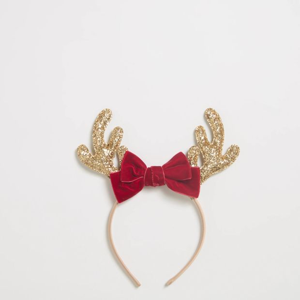 Velvet Bow Antlers Christmas Headband