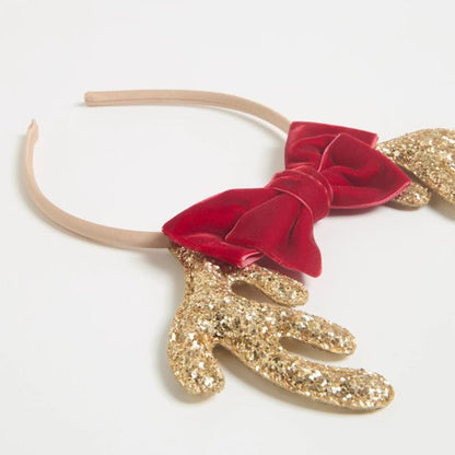 Velvet Bow Antlers Christmas Headband