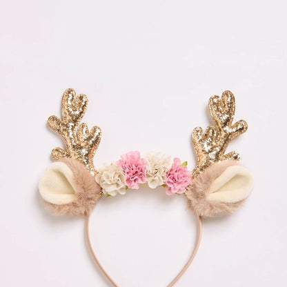 Floral Reindeer Christmas Headband