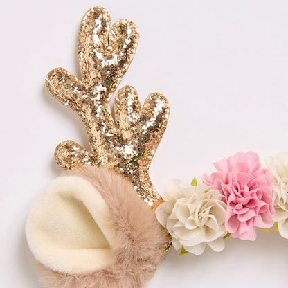 Floral Reindeer Christmas Headband