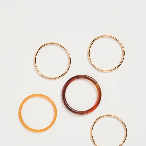 Metal Resin Mixed Bangle Set