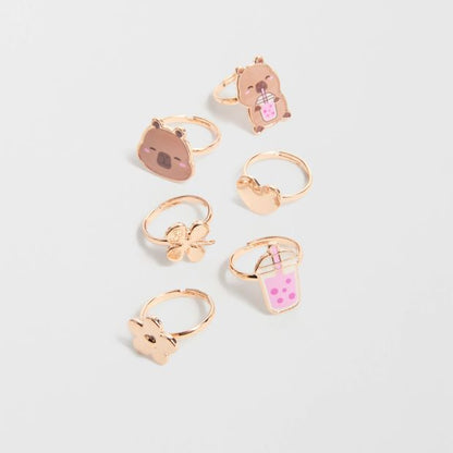 CapyFun Capybara 6 Pack Rings Set