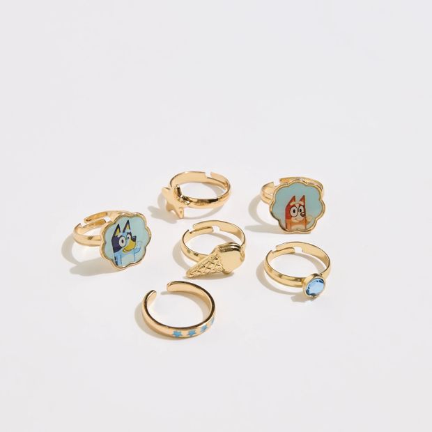 Bluey & Bingo 6 Pack Ring Set