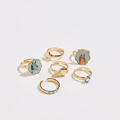 Bluey & Bingo 6 Pack Ring Set