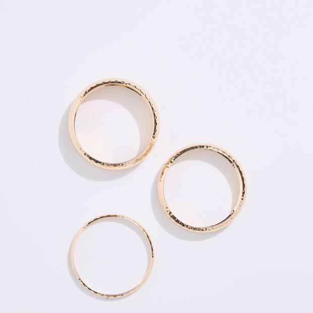 3 Pack Hammered Metal Bangle Set