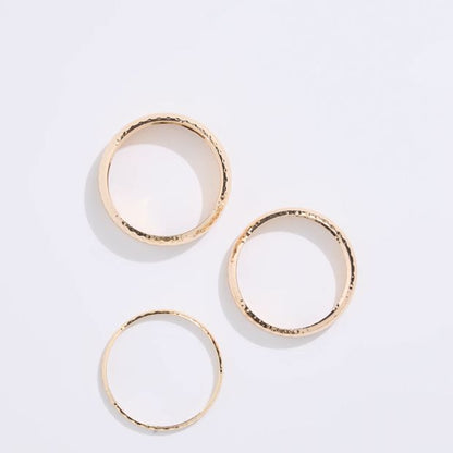3 Pack Hammered Metal Bangle Set