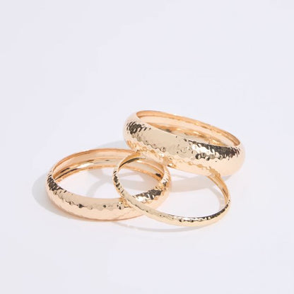 3 Pack Hammered Metal Bangle Set