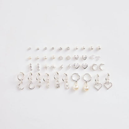20 Pack Faux Pearl Mini Huggie Earrings