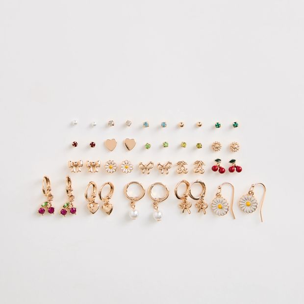 20 Pack Flower Huggie Stud Earrings