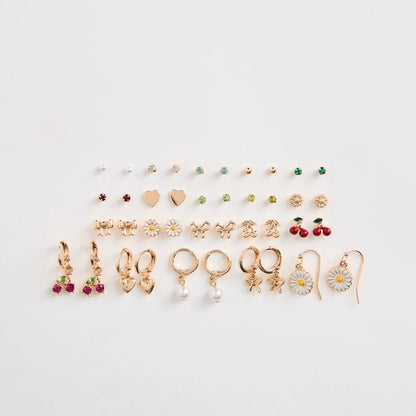 20 Pack Flower Huggie Stud Earrings