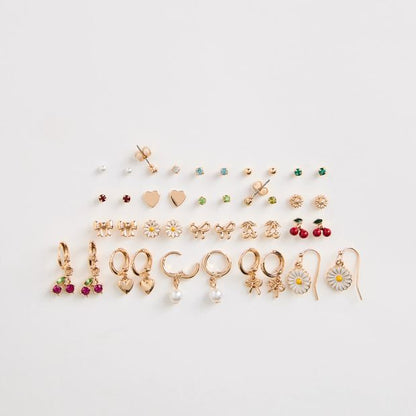 20 Pack Flower Huggie Stud Earrings