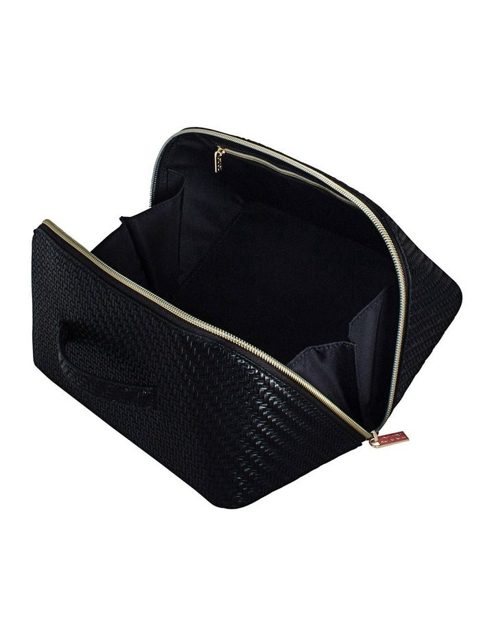 Herringbone Beauty Bag Large in Licorice