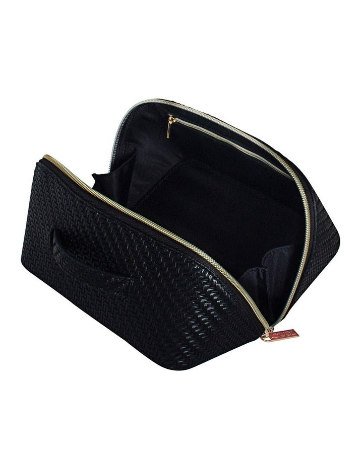 Herringbone Beauty Bag Medium in Licorice