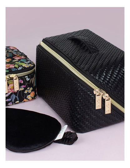 Herringbone Beauty Bag Medium in Licorice