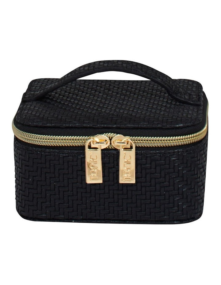 Herringbone Jewellery Cube Bag in Licorice