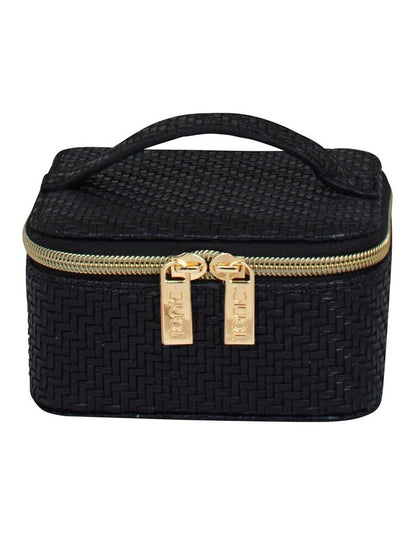 Herringbone Jewellery Cube Bag in Licorice