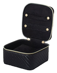 Herringbone Jewellery Cube Bag in Licorice