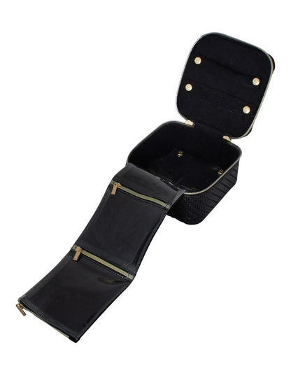 Herringbone Jewellery Cube Bag in Licorice