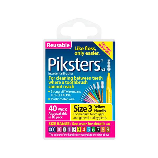 PIKSTERS INTERDENTAL BRUSHES YELLOW SIZE 3 40 PACK