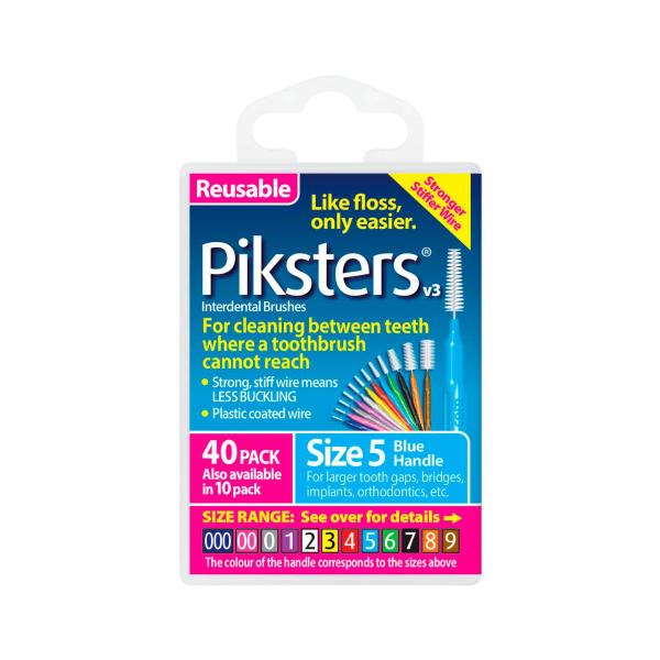 PIKSTERS INTERDENTAL BRUSHES BLUE SIZE 5 40 PACK
