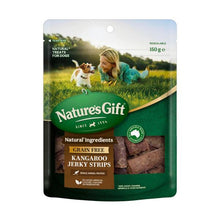 NATURE'S GIFT KANGAROO JERKY STRIPS DOG TREATS 150G
