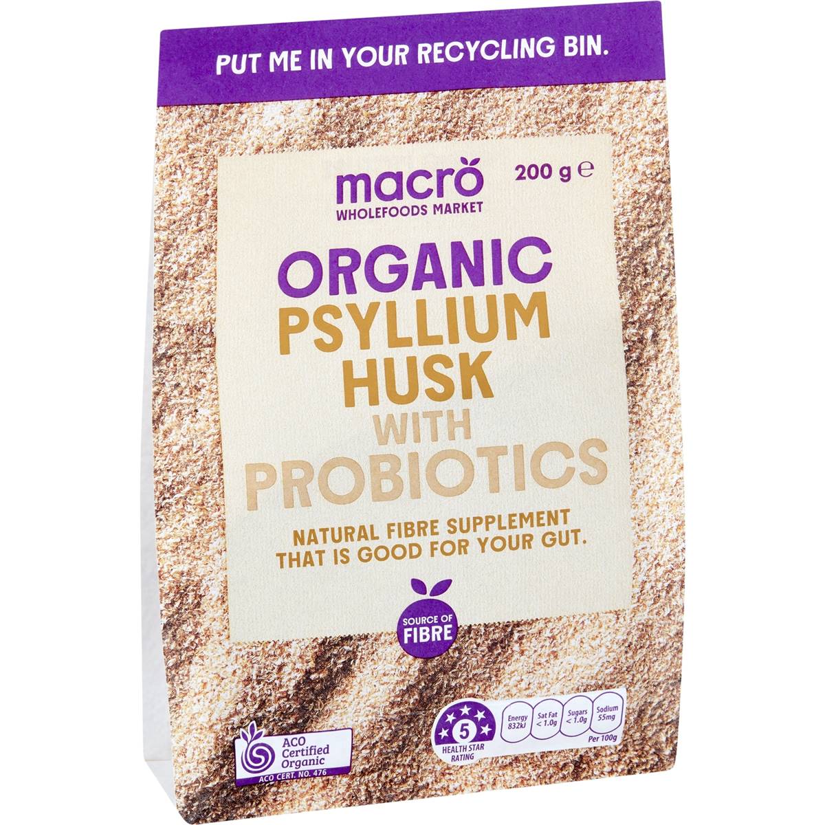 Macro Organic Psyllium Husk With Probiotics 200g