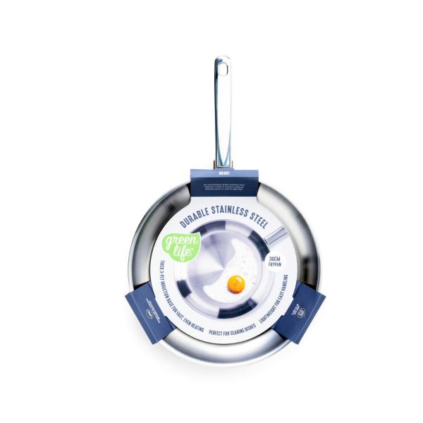 GREENLIFE BRIGHT STAINLESS STEEL FRYPAN 30CM