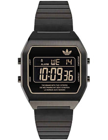 Digital Two Stainless Steel Watch in Black