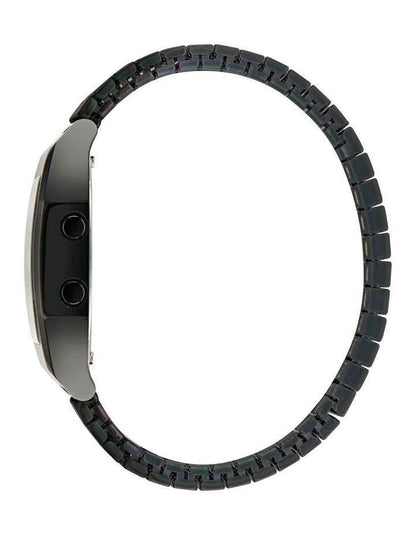 Digital Two Stainless Steel Watch in Black