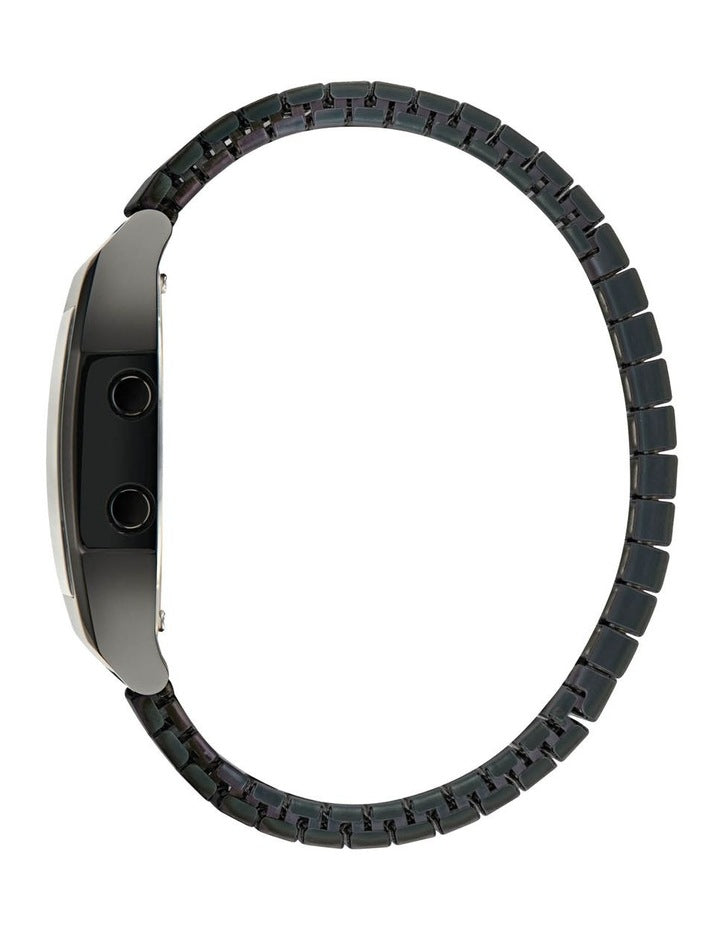 Digital Two Stainless Steel Watch in Black