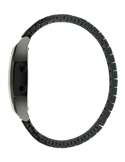 Digital Two Stainless Steel Watch in Black