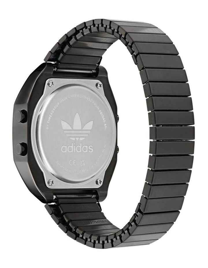 Digital Two Stainless Steel Watch in Black