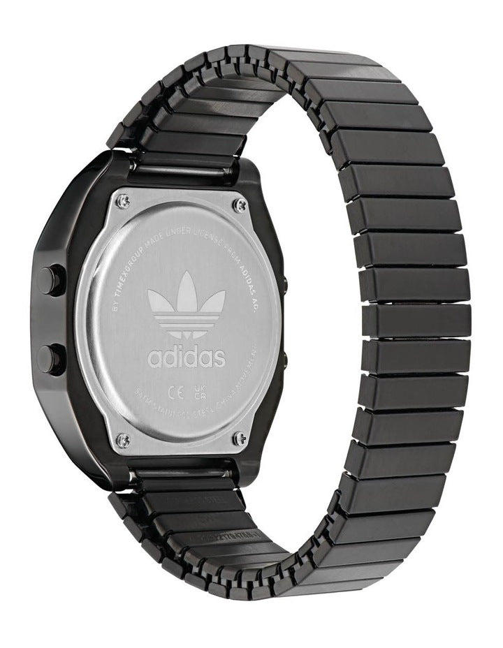 Digital Two Stainless Steel Watch in Black
