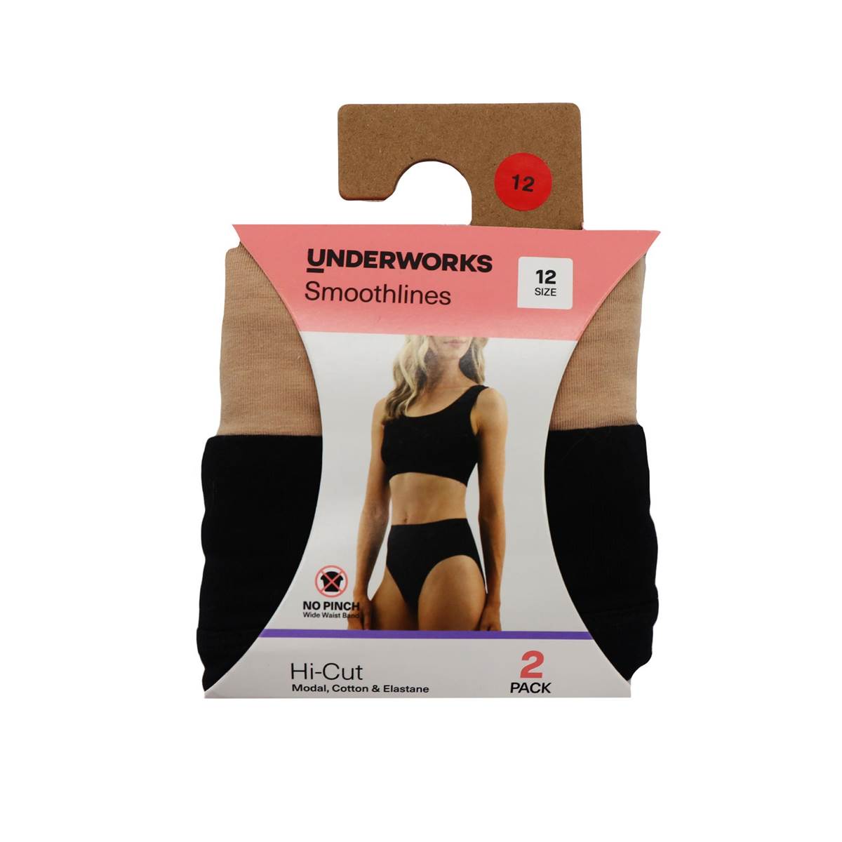 Underworks Womens Smoothlines Hi-Cut Size 12 Assorted 2 Pack