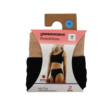 Underworks Women's Smooth Lines Hi Cut Size 14 Assorted 2 Pack