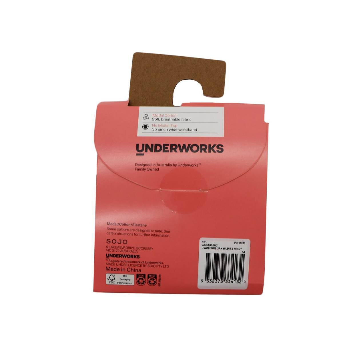 Underworks Women's Smooth Lines Hi Cut Size 14 Assorted 2 Pack