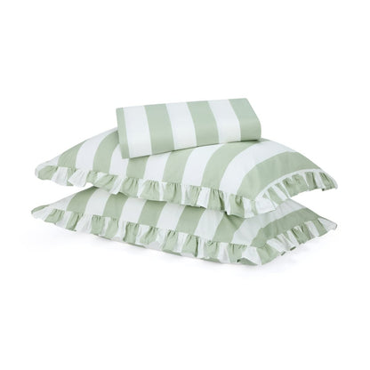 250 Thread Count Cotton Ruffle Sheet Set - King Bed, Sage